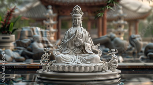 Qianshou Guanyin with different styles, high-definition, meticulous, OC rendering photo