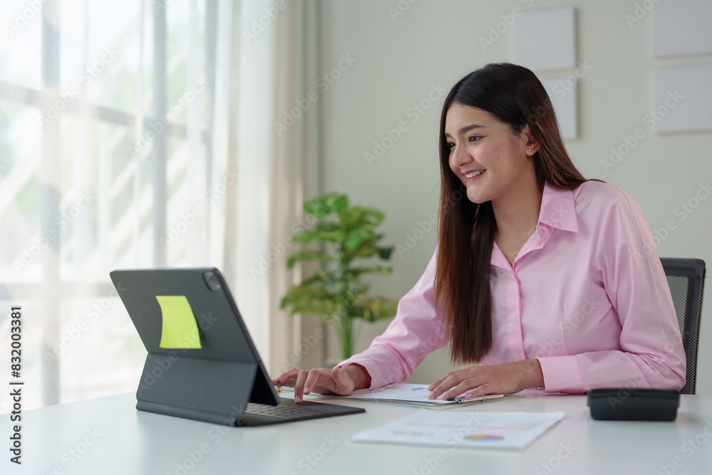Businesswoman working in real estate project with presenting new project ideas, analyzing marketing and investment plans in modern office. Businesswoman working in real estate project with presenting new project ideas, analyzing marketing and investment plans in modern office.