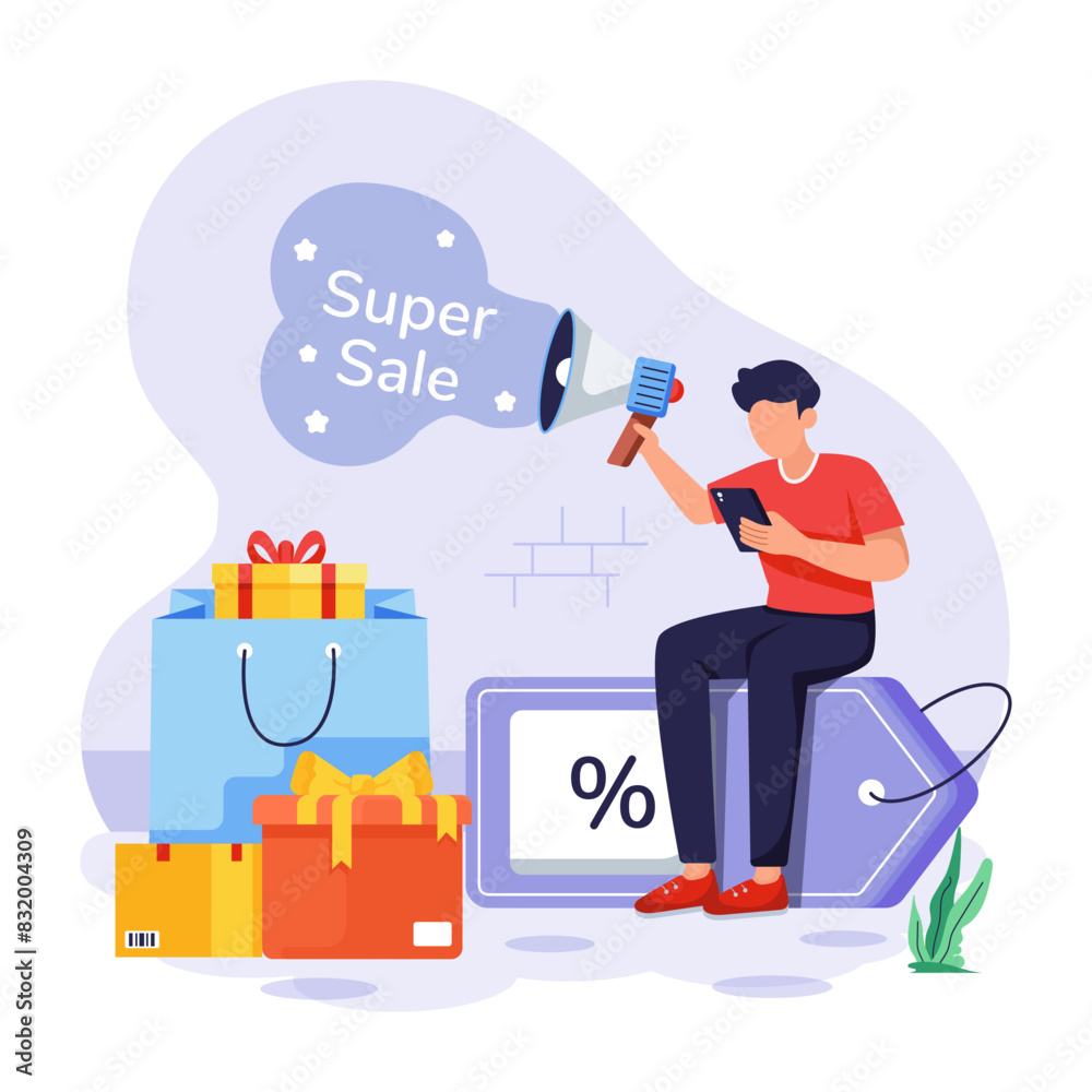 Shopping Sale Flat Illustrations Shopping Sale Flat Illustrations
