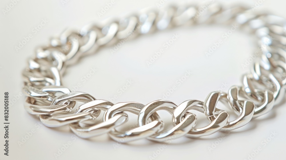 Obraz premium Close up of silver chain on a white backdrop