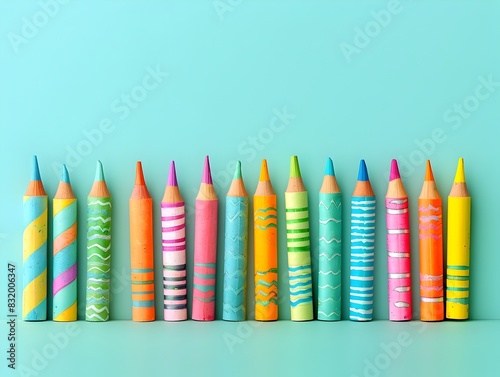 Carnival Atmosphere Invigorates Crayon on Minimalist Aqua Backdrop photo