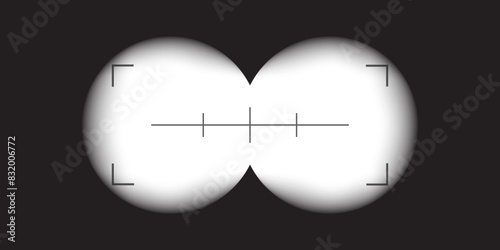 Video camera, binocular and camera roll viewfinder overlay. Camera and binocular frame vector template. Black lines on transparent background. Vector illustration