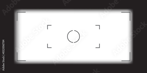Video camera, binocular and camera roll viewfinder overlay. Camera and binocular frame vector template. Black lines on transparent background. Vector illustration
