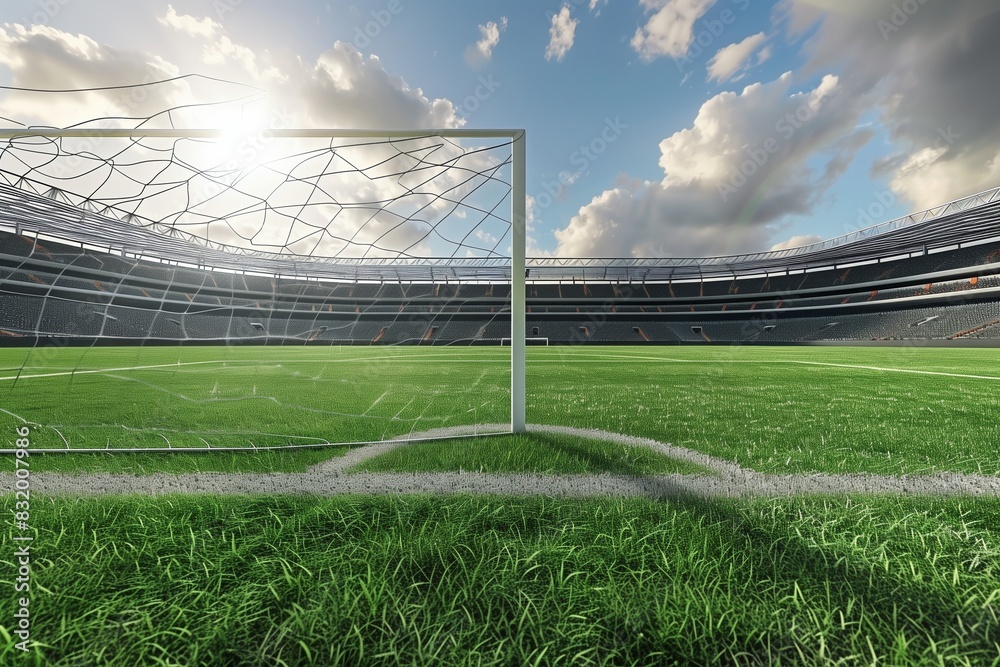 Fototapeta premium 3D Rendering of Imaginary Soccer Stadium and Goalpost