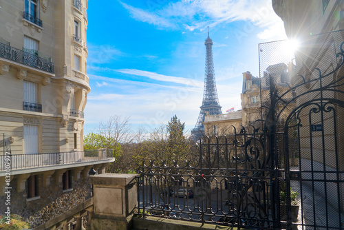 famous Eiffel Tower landmark and Paris city at summer, Paris France with sunshine © neirfy