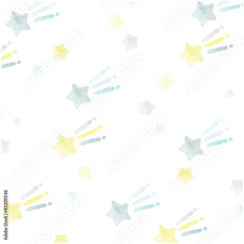 流れ星の背景イラスト ベクター 白背景 水彩 かわいい 