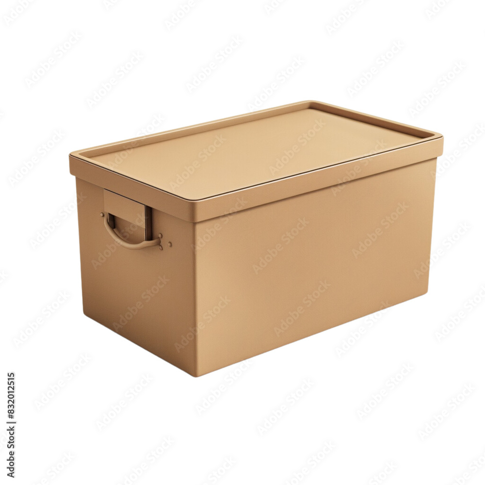3D light brown storage box isolated on white background. 3D light brown storage box isolated on white background.