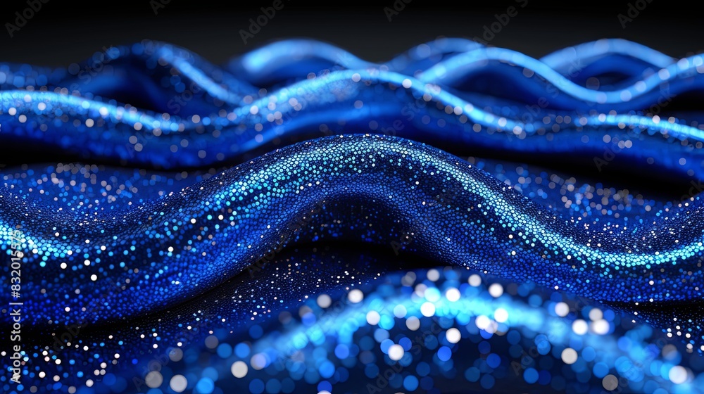 The image is a close up of a blue wave with a lot of glitter on it The image is a close up of a blue wave with a lot of glitter on it