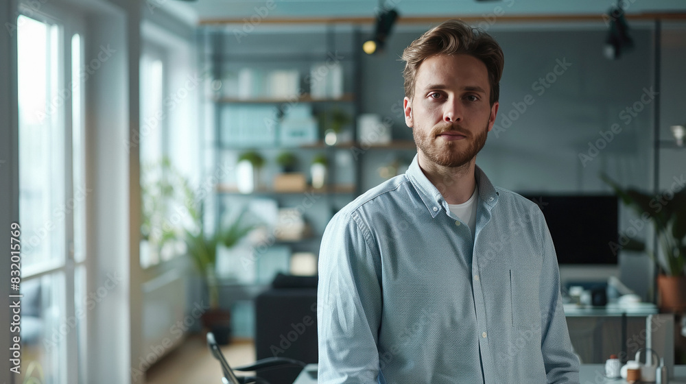 A young man standing at office A young man standing at office