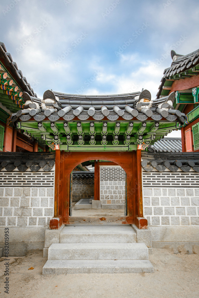 the side doors and walls of Gyeongbokgung Palace