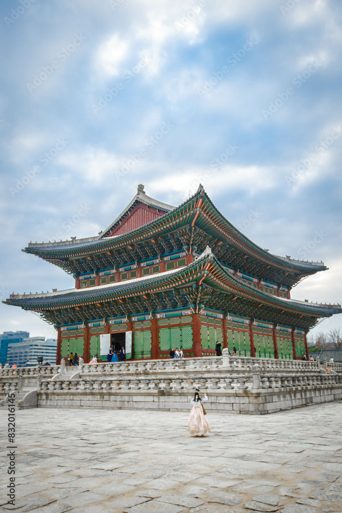 Gyeongbokgung palace landmark of Seoul, South Korea.