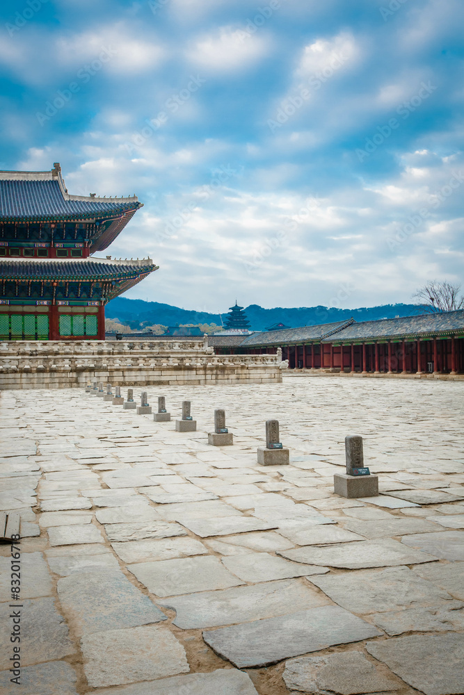 External view of Geunjeongjeon Hall at Gyeongbokgung Palace