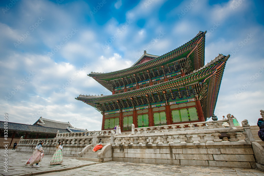 Gyeongbokgung palace landmark of Seoul, South Korea.