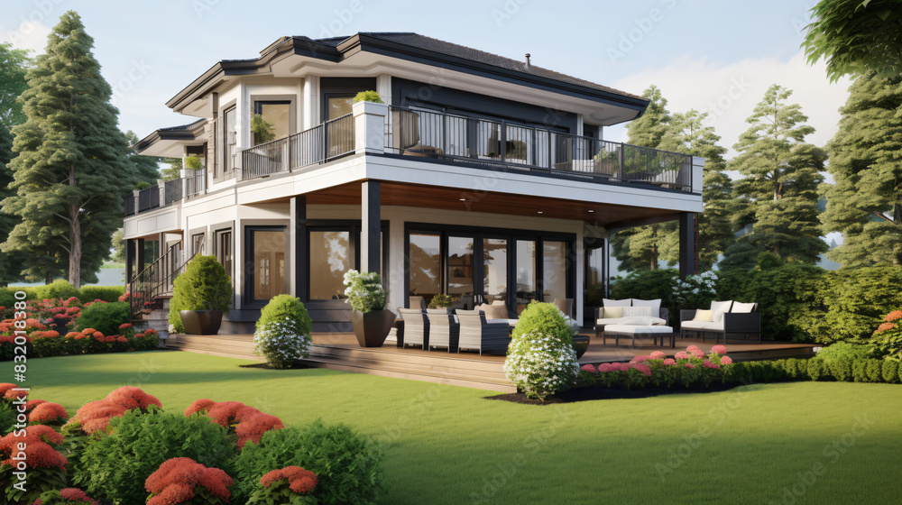 Luxury house with backyard walkout deck
