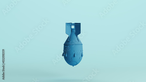 Photos Blue atomic bomb nuke thermonuclear warhead soft tones pale background 3d illust