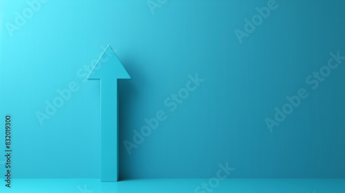 3d rendered blue arrow on the wall