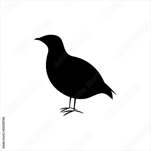 Partridge silhouette solid icon vector. The partridge icon. Hunting concept. Game meat sign on white background. Partridge meat badge. Hunting illustration. Hunt logo.