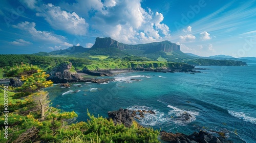 The Seopjikoji Coast in Jeju South Korea a scenic coastal area known for its picturesque landscapes and walking trails
