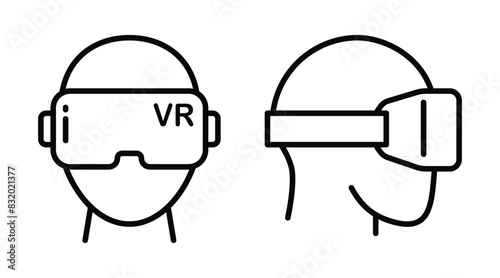 front and side view man use AR and VR gear virtual reality, augmented reality glasses, metaverse technology future 3d, game concept