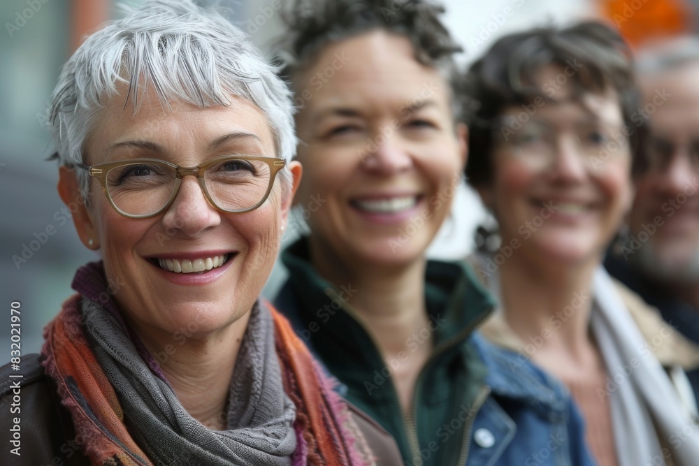 Portrait of a smiling senior woman with her friends in the background