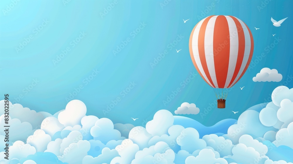 Blue sky background with a hot air balloon Blue sky background with a hot air balloon