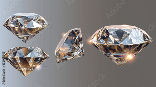 Set of diamonds isolated on transparent background