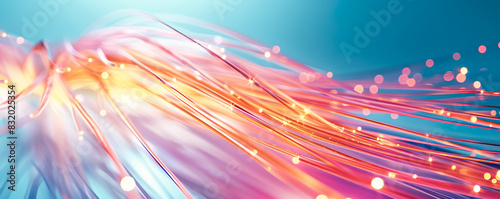 Selective focus of flowing particle data transfering with speed light trail.information algorithm streams line.Optical fiber connecting.abstract technology background.digital visualization photo