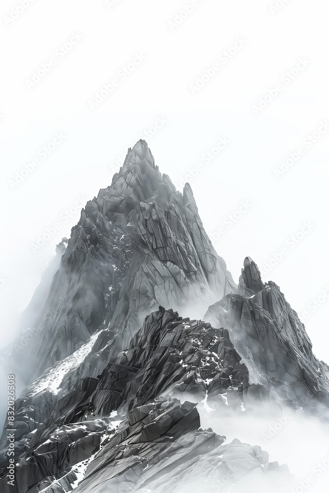 A rocky mountain peak rising against a white sky mountain, snow, winter, landscape, sky, mountains, alps, nature, peak, glacier, panorama, ice, ski, rock, cold, alpine, travel, switzerland, high, clou
