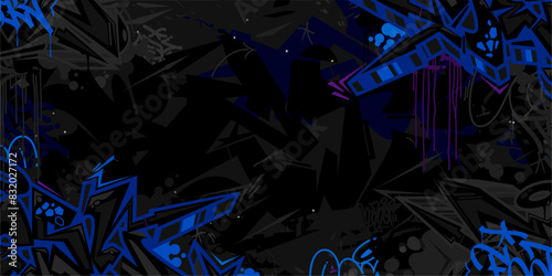 Dark Trendy Abstract Hip Hop Urban Street Art Graffiti Style Vector Illustration Background Template