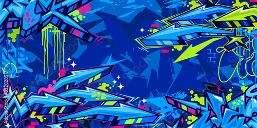 Trendy Abstract Hip Hop Urban Street Art Graffiti Style Vector Illustration Background Template