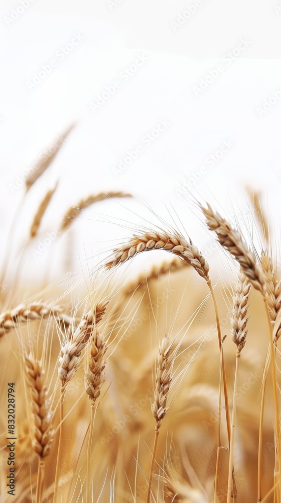 Fototapeta premium A scene with a field of golden wheat swaying in th field, wheat, grass, nature, agriculture, plant, sky, summer, grain, cereal, crop, farm, corn, blue, food, yellow, harvest, barley, natural, rye, gr