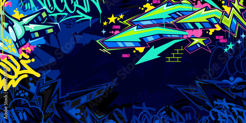 Modern Abstract Hip Hop Urban Street Art Graffiti Style Vector Illustration Background Template