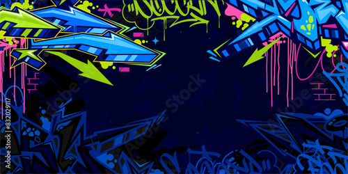 Cool Trendy Abstract Hip Hop Urban Street Art Graffiti Style Vector Illustration Background Template