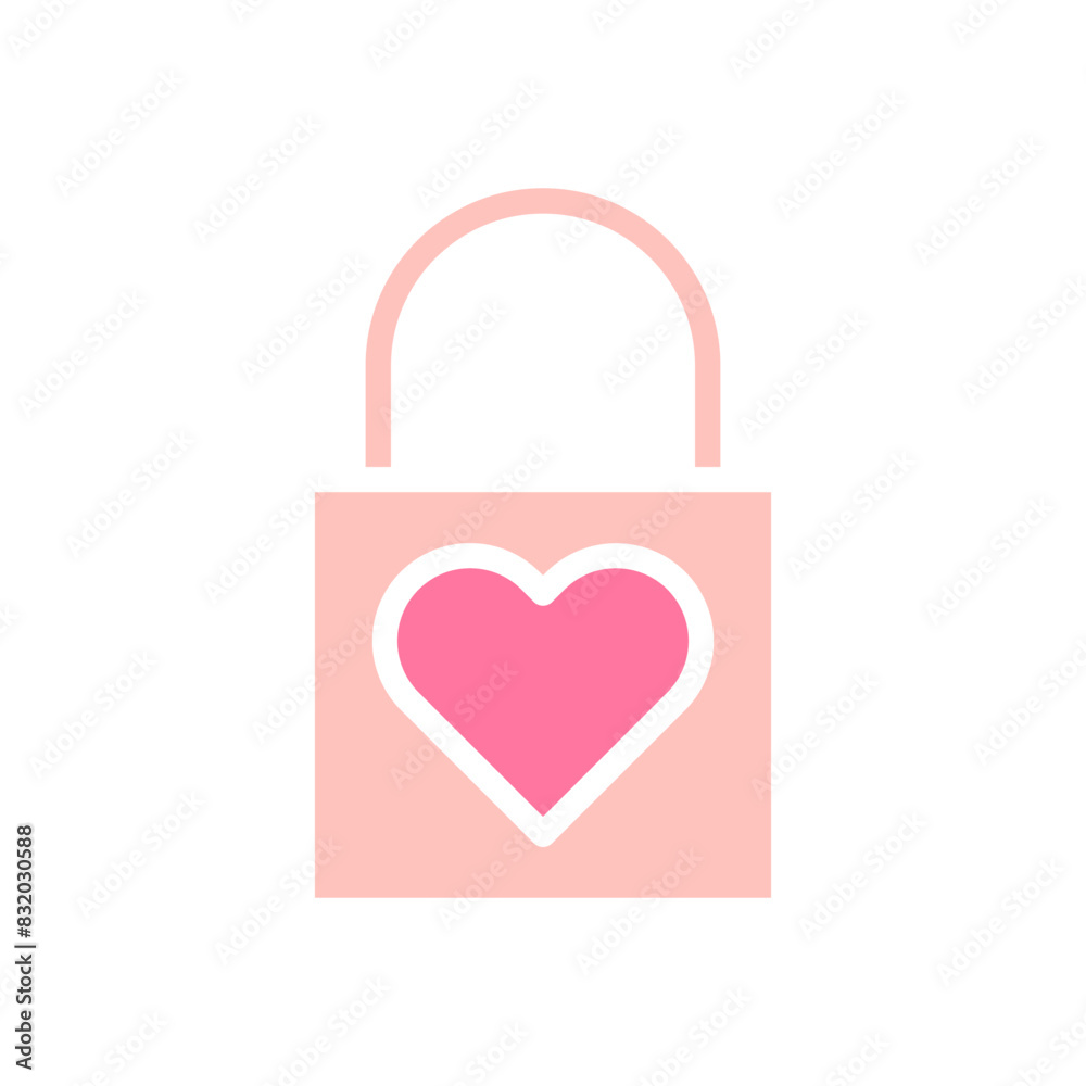 Padlock love solid soft pink valentine illustration