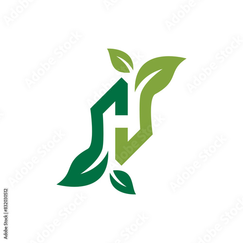 Simple and modern leaf H or NH letter logo vector. Suitable for beauty, fashion, cosmetics, boutiques, spas and many more businesses.