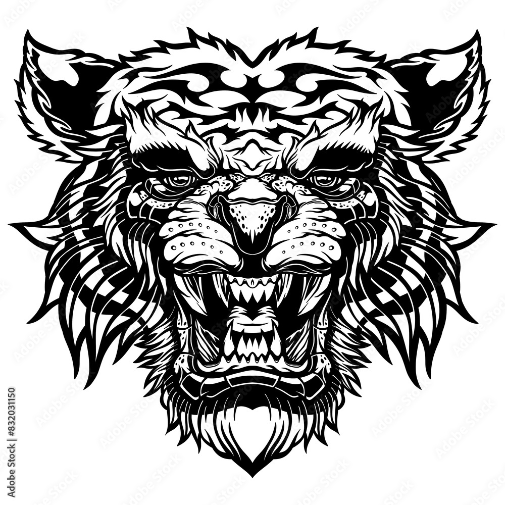 Fototapeta premium Angry tiger head. 