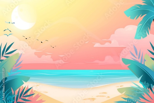 flat summer tropical beach landscape background. © Yulia