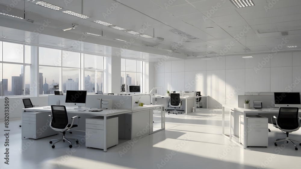 The office environment is roomy, spotless, and white The office environment is roomy, spotless, and white