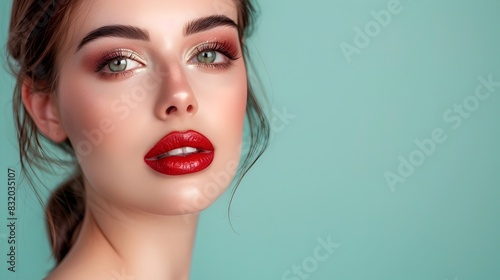 Professional Makeup Enhancing Natural Beauty Advertising Banner with Model