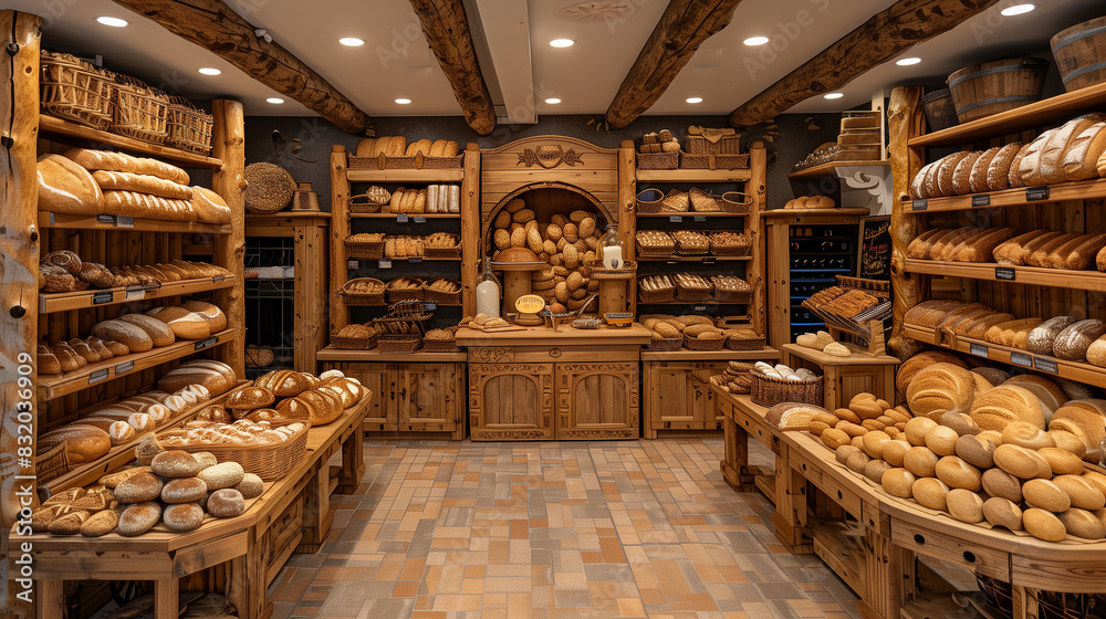 Traditional Bakery Interior with Assorted Baked Goods