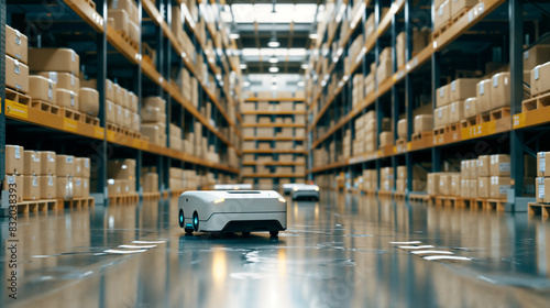 物流倉庫で自律移動するロボット
Robots moving autonomously in logistics warehouses. photo