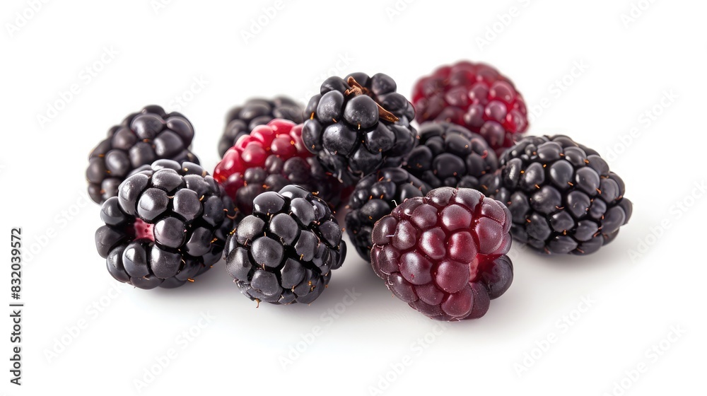 High quality close up of fresh beautiful BlackBerry berries on a white background High quality close up of fresh beautiful BlackBerry berries on a white background