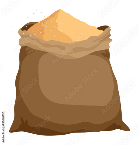 Sugar cartoon symbol. Sweet nutritious, tasty sugar. Refined packing sugar granulated or crystalline. Vector illustration