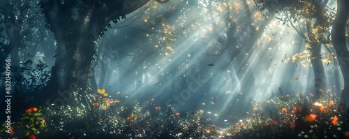 Magical forest scene with s...