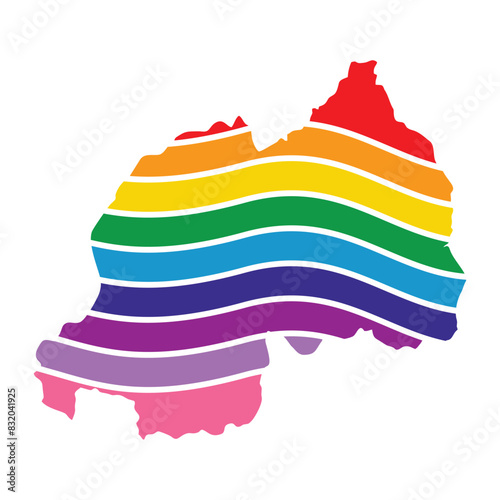 Rwanda swoosh silhouette rainbow map photo