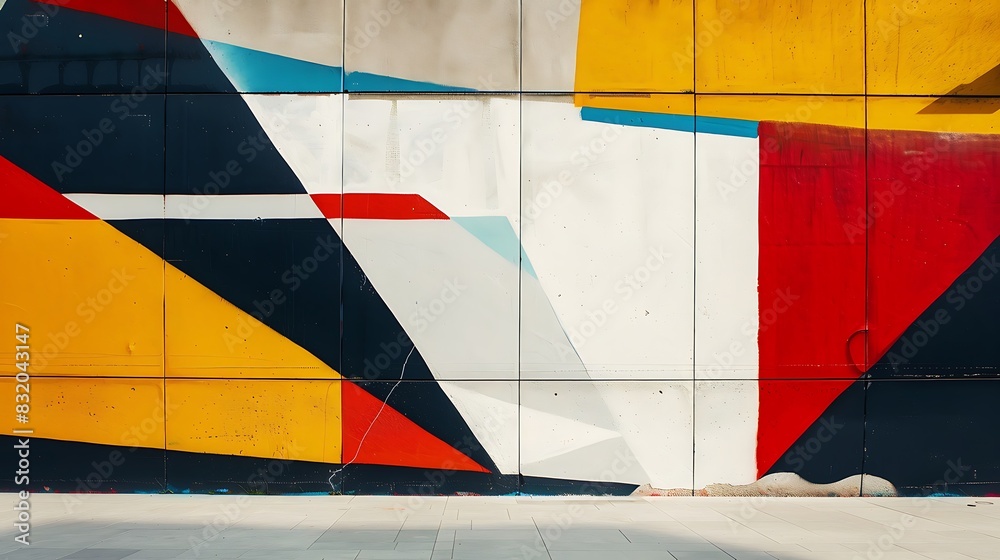 Naklejka premium A minimalist graffiti wall with bold color blocks and sharp lines
