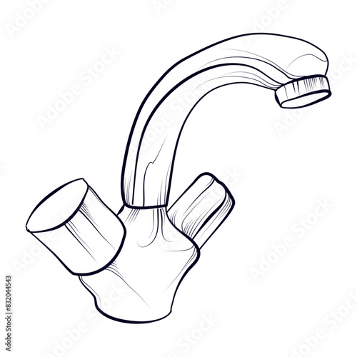 hand drawing of a water tap vector illustration