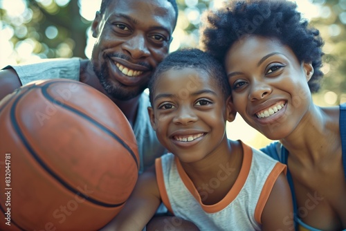 Family Fun Together After Playing Basketball photo