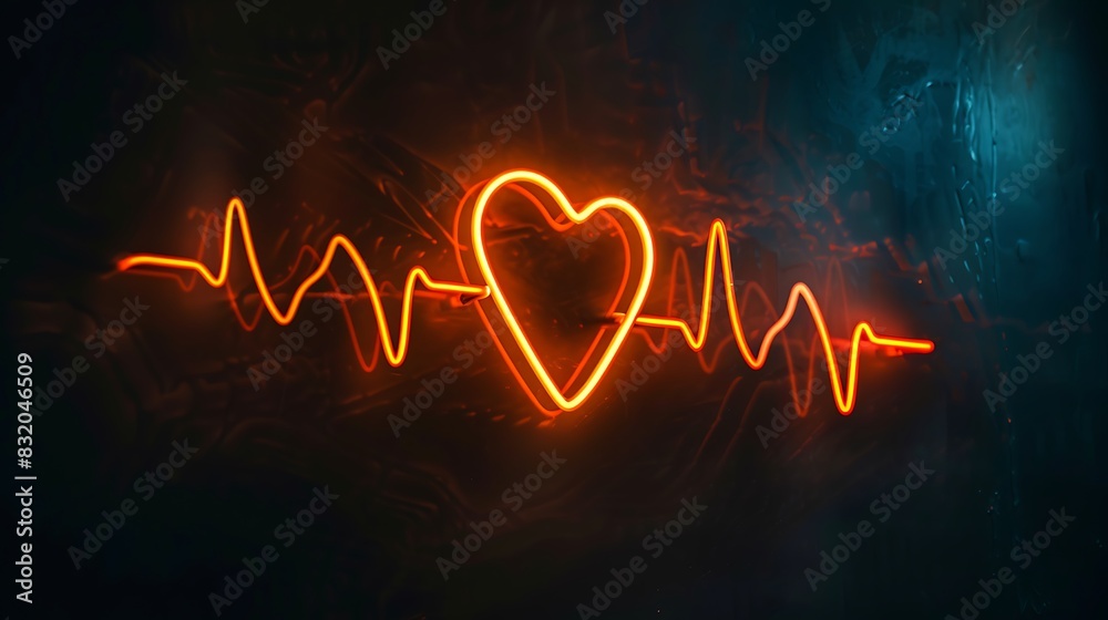 Fototapeta premium A neon heartbeat, pulsating across a dark canvas, symbolizing the lifeblood of data flow