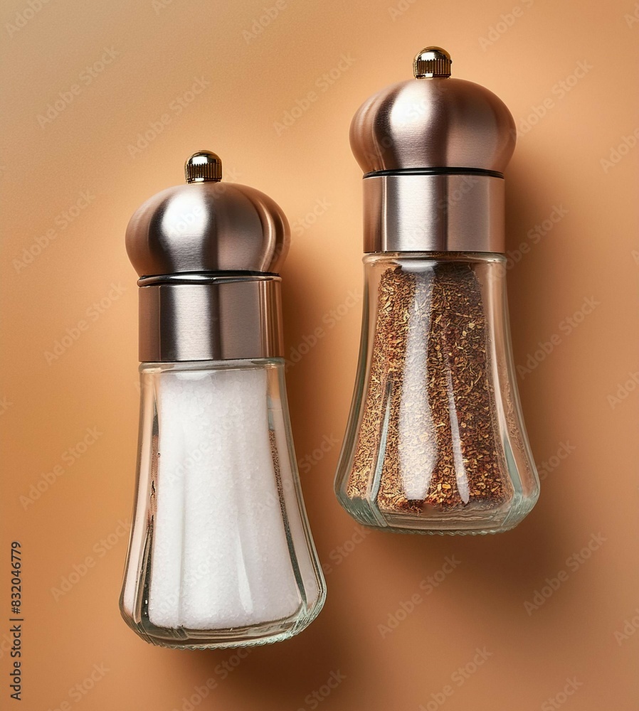 Classic salt and pepper shakers set against a clean Classic salt and pepper shakers set against a clean
